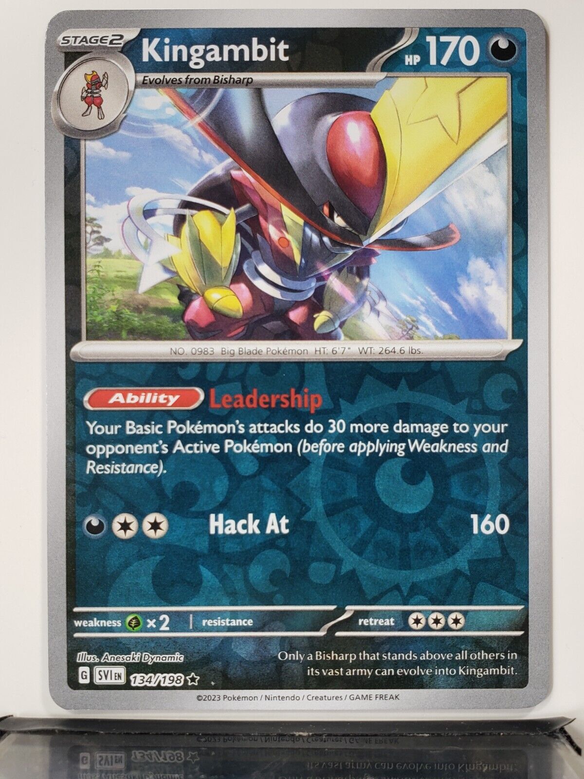 Kingambit - 134/198 Scarlet & Violet Reverse Holo Rare Pokemon - NM/MINT