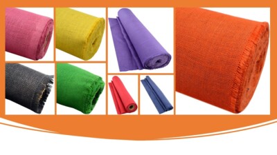 Farbiger rustikaler hessischer Stoff 100 cm breit Jute Sackleinen Tischläufer Basteln