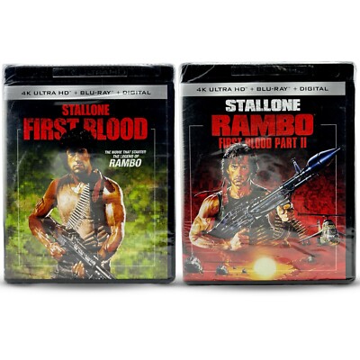 Rambo First Blood l & ll 4K ULTRA HD + BLU-RAY + DIGITAL DVD Brand NEW Sealed
