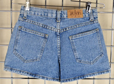 Vintage Just USA Jean Shorts Size XS/S 90s Blue Wash Ribbon Striped Side NW0T
