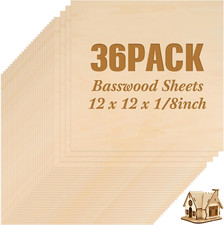 36 Pack Basswood Sheets Plywood Board 1/8 Inch Unfinished Wood Boards for Crafts