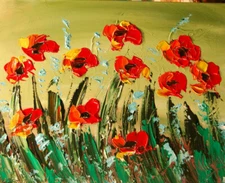 MARK KAZAV  POPPIES RED IMPRESSIONIST CANVAS ORIGINAL OIL  PAINTING  REG45