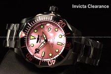 Invicta Mens 47mm GRAND DIVER AUTOMATIC NH35A PINK DIAL Black Tone SS 300m Watch