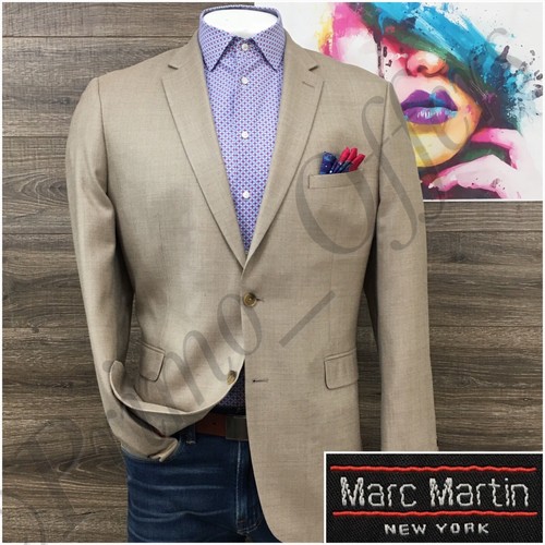 Marc Martin Mens Blazer Sport Coat 2 Button Jacket Size 44L Wool Silk Suits