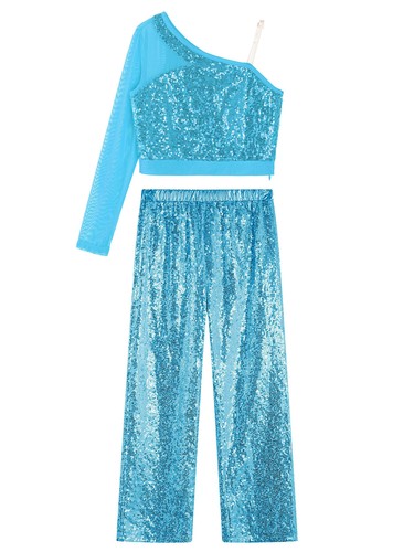 Kids Girls Crop Top With Wide-Leg Pants Hip Hop Dancewear High Waist Modern - Picture 30 of 69