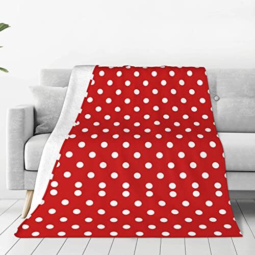 Fashion Funny Red Polka Dot Throw Blanket for Couch Super Soft Cozy Flannel B... - Picture 1 of 8