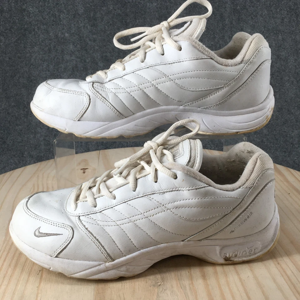 Nike Zapatos Mujer 10 Aviones Tenis para Caminar 312895-111 Cuero Blanco Foto 2 de 4