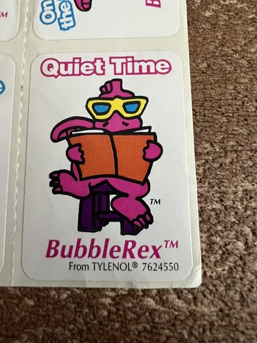 Vintage BubbleRex Dinosaur Sticker Mascot From Tylenol Advertising Lot of 6 - Picture 7 of 10