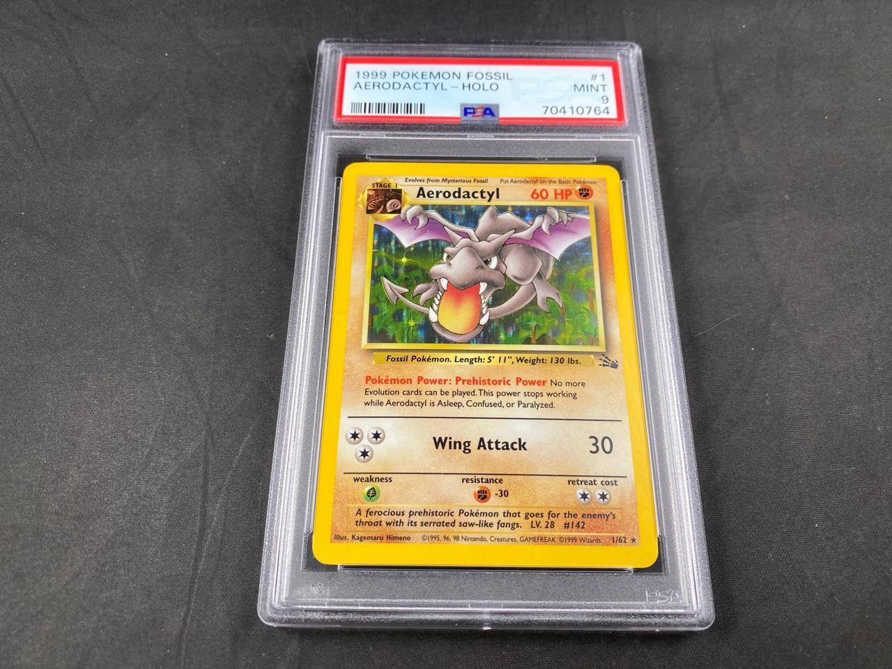 1999 POKEMON FOSSIL AERODACTYL-HOLO #1 1ST EDITION PSA 9 MINT