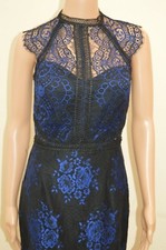 New Lipsy VIP Blue & Black Two Tone Lace Dress Sz UK  10