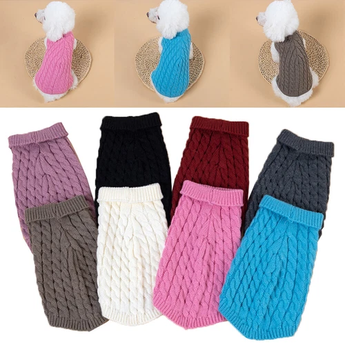 Winter Knitted Puppy Dog Jumper Sweater Pet Knit Clothes For Small Dogs Dog Coat - Picture 1 of 26
