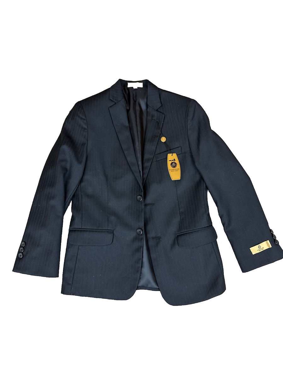 New Boys Class Club Suit Coat Jacket Black Pin Stripe Size 12