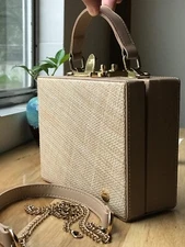 OLGA BERG Australia Straw Weave Top Women's Handl Box Bag Sholder Bag in Beige