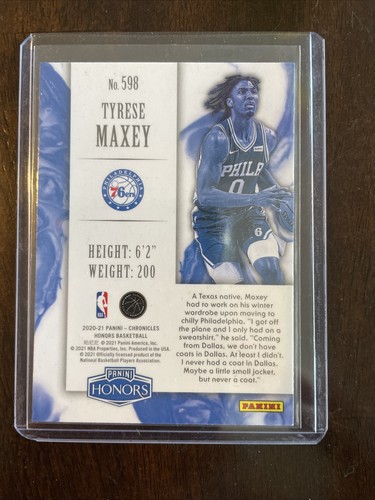 Tyrese Maxey 2020 Panini Honors Rookie Card 598 Sixers EBay