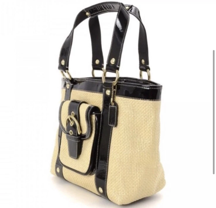 Paja Coach Soho, ribete de charol negro Foto 2 de 4