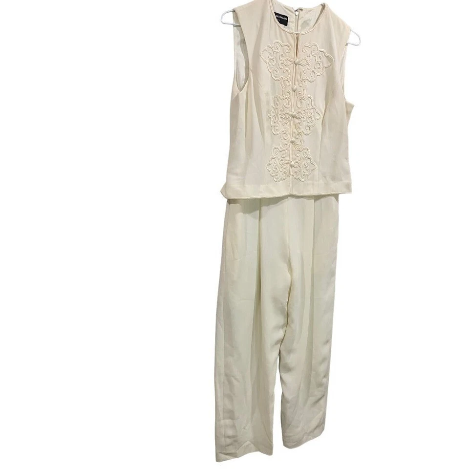 Talla 8 Donna Morgan Marfil Soutache Vintage Años 90 2 Piezas Traje Chaleco Pantalones Nuevo Foto 3 de 4