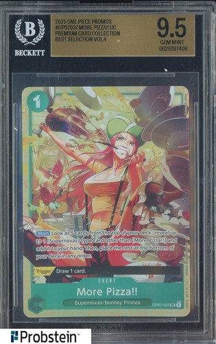 2025 One Piece Promos Premium Best Selection Vol 4 OP07037 More Pizza! BGS 9.5