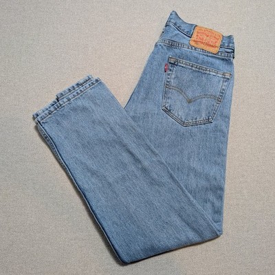 Levi's 505 Men's W32 L30 Light Wash Regular Fit Straight Leg Jeans Denim Blue
