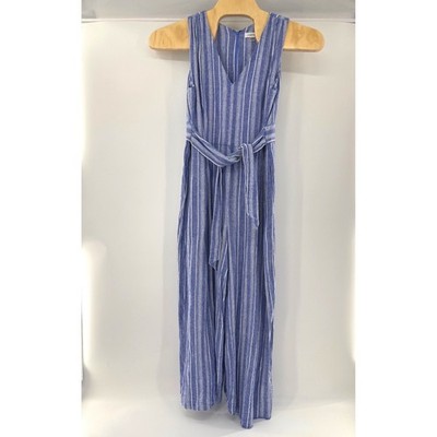 Calvin Klein blue Striped Sleeveless Jumpsuit Women Size 14 Office ModernChic