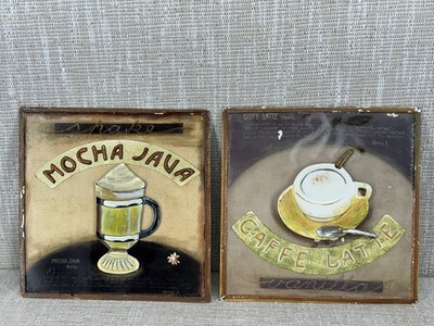 Vintage Coffee Wall Art Set 2 Mocha Java Latte 3D Kitchen Decor 015/2 607