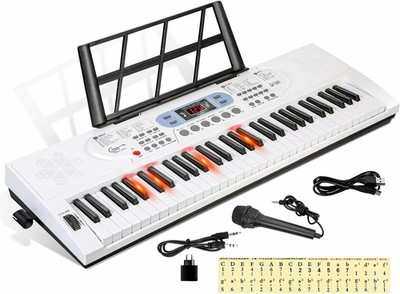61 Tasten Piano Keyboard leuchttasten mit Mikrofon Notenständer & Klaviernote