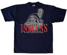 Vtg 90s Cleveland Indians Single Stitch T Shirt Chief Wahoo All Sport Sz L USA