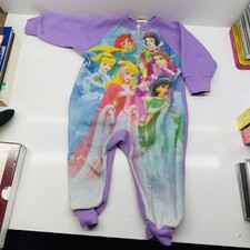 Vintage Disney Princess 2T Baby Toddler Girls Fleece Footless Sleeper Pajamas