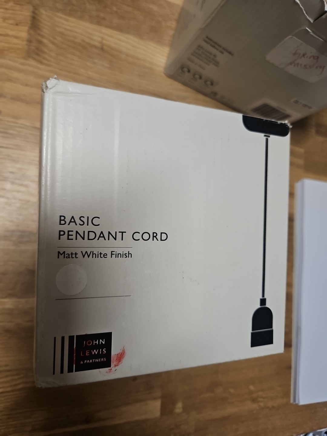 John Lewis Basic Ceiling Pendant Cord, White