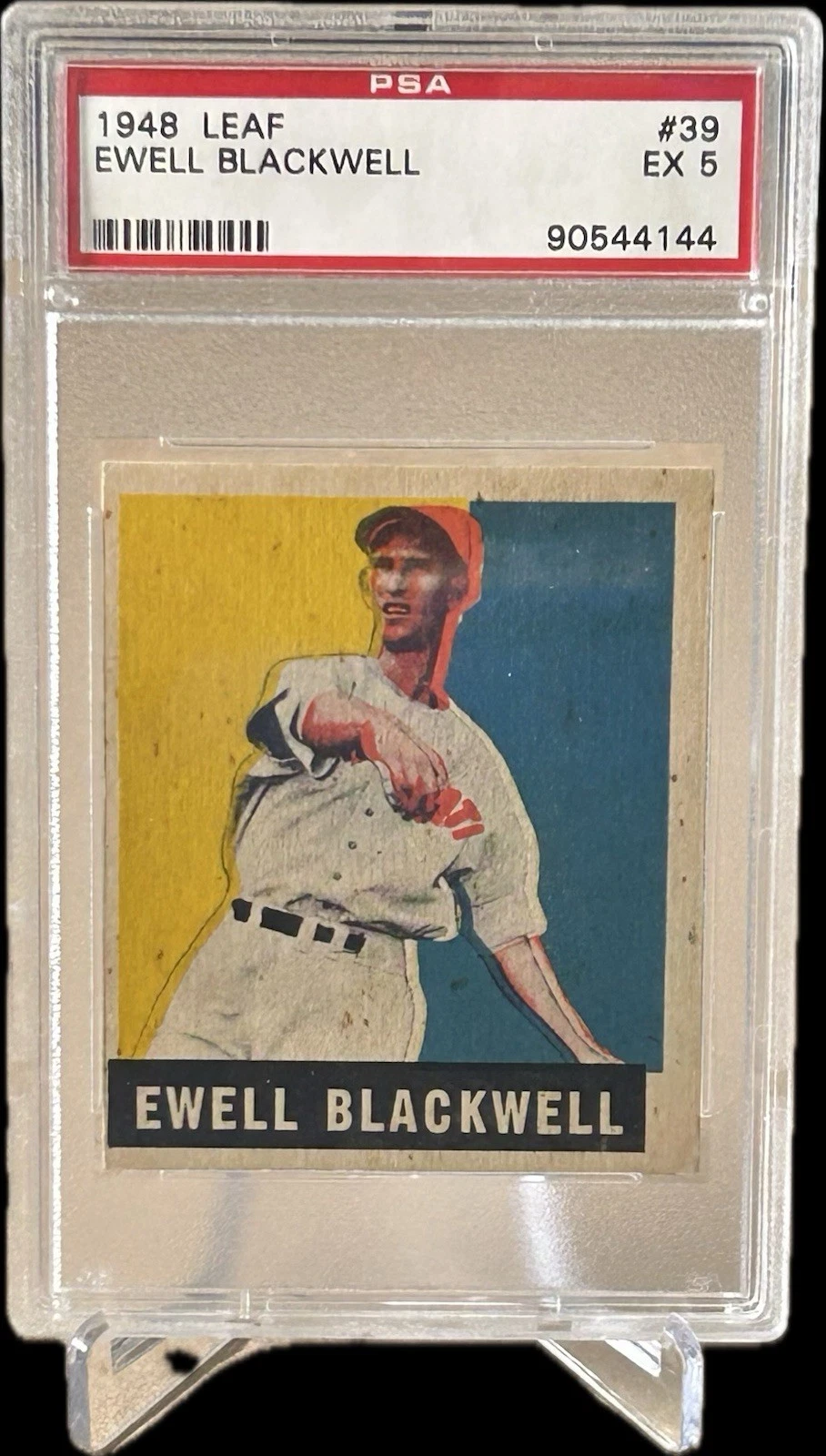 1948 Leaf Ewell Blackwell, #39 PSA 5 EX, Cincinnati Reds, Vintage Baseball Card.