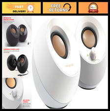 USB Desktop Stereo Speakers for PC/Laptop - Compact 2.0 Stereo Audio, White