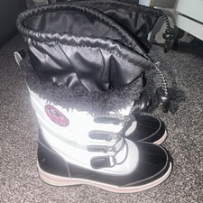 Totes Girls Black White Mid-Calf Snow Boots