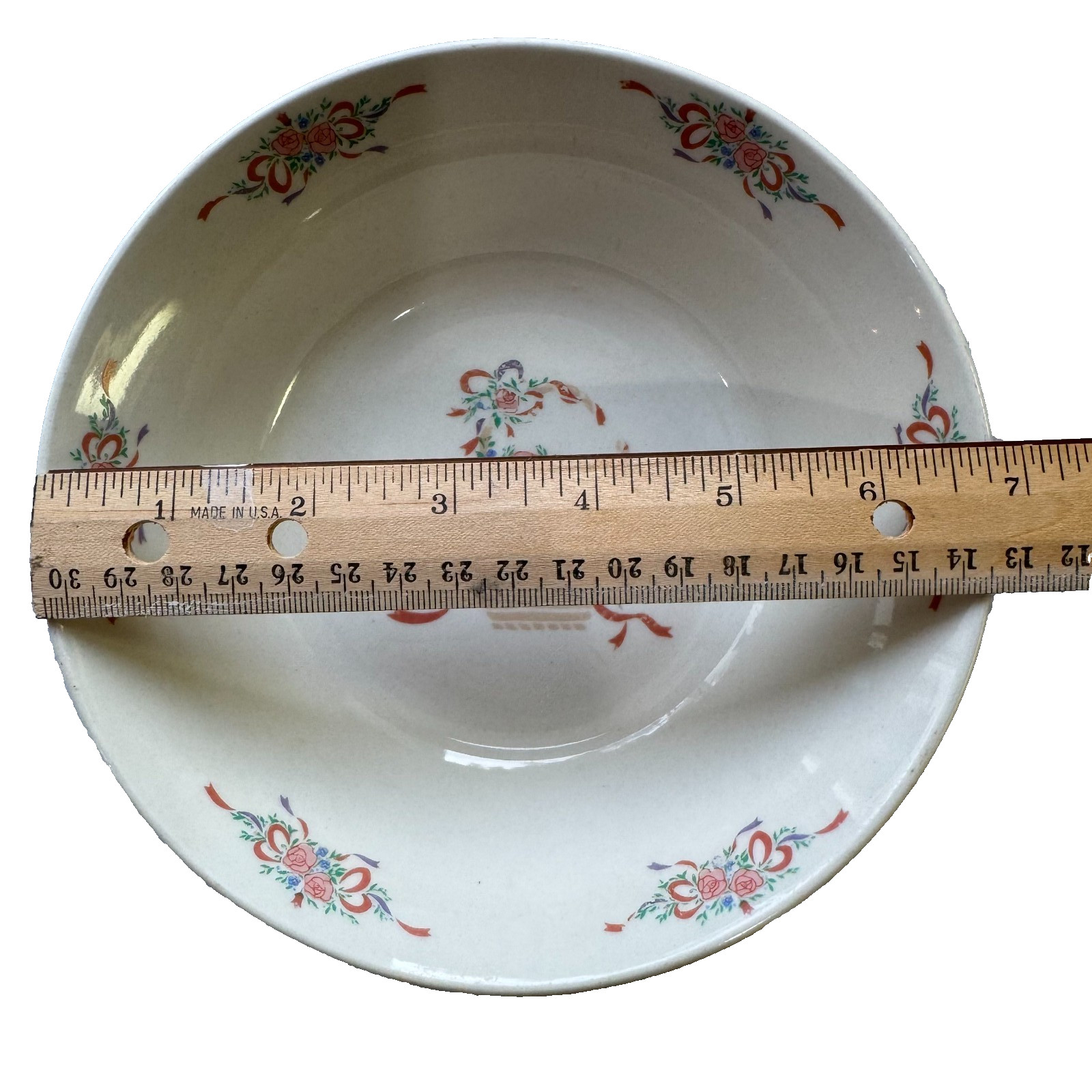 Vintage TRISA Stoneware Floral Plate & Bowl Set 6pc Basket Roses China