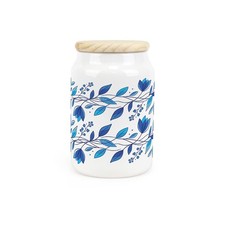 Blue Petals Ceramic Canister - Floral 750ml Kitchen Storage Jar Gift
