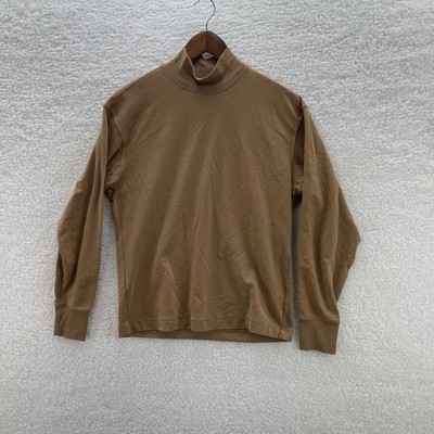 Uniqlo Shirt Mens Medium Brown Long Sleeve Heattech Mock Neck Outdoor Gorpcore