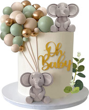 26 PCS Elephant Cake Decoration Pearl Balls Cake Picks Eucalyptus Leaves Decorat