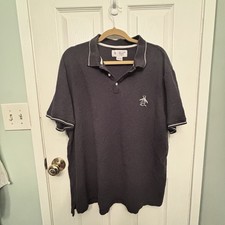 Original Penguin Polo Shirt Mens XXL Gray Logo Golf Casual Short Sleeve Cotton
