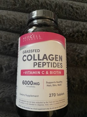 Grassfed Collagen Peptides 6000mg | 270 Count | Vitamin C & Biotin | by NeoCell