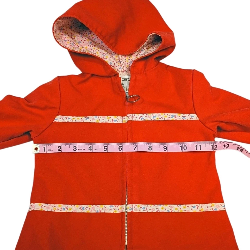 Vintage Toddler Girls SEARS Canvas Hooded Jacket size M 21-26# Floral Zip-up - Image 4 of 4
