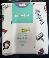 Pillowfort Twin Size Super Hero Face Kids' Sheet Set - The Marvel Collection
