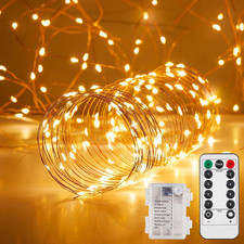 65.6 Ft Battery Operated LED String Lights with Remote  Timer - 4 Pack