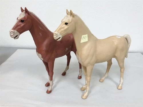 1960s MARX JOHNNY WEST SET OF TWO HORSES CLEAN NO BREAKS LOT #64