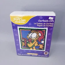 J & P Coats Latch Hook Kit #25067 GARFIELD'S GIFT Brand New Garfield The Cat