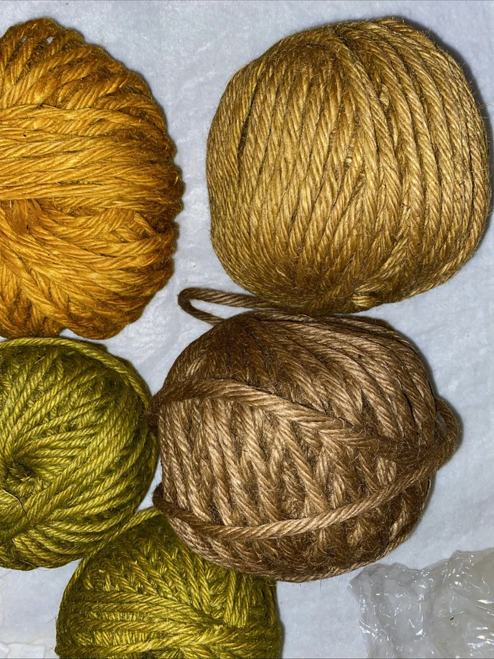 Lotto 5 corde di iuta macramè vintage marrone marrone arancione verde grande bellezza 7 strati grosso 500 fer - Immagine 4 di 4