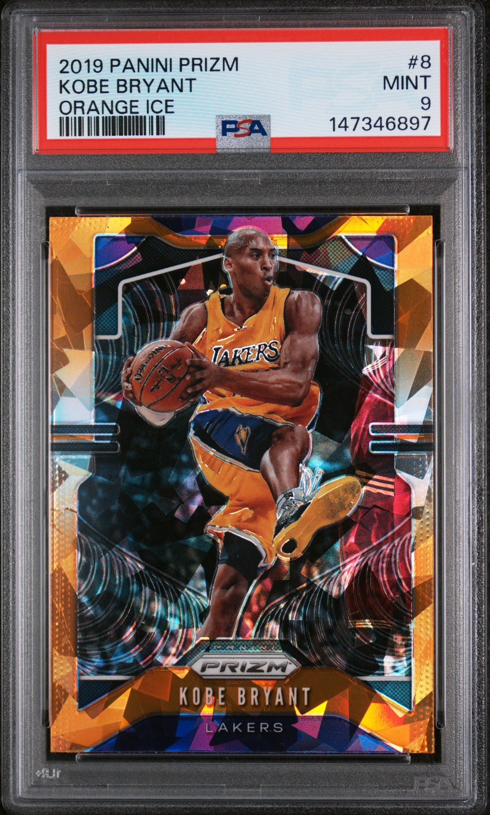 2019 Panini Prizm Kobe Bryant Orange Ice #8 PSA 9 Los Angeles Lakers