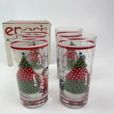 Set of 4 VTG Epoch by Noritake Holiday Joy Drinking Glasses Original Box