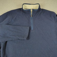 Orvis Sweater Mens XXL Blue Sherpa Lined 1/4 Zip Pullover Heavyweight