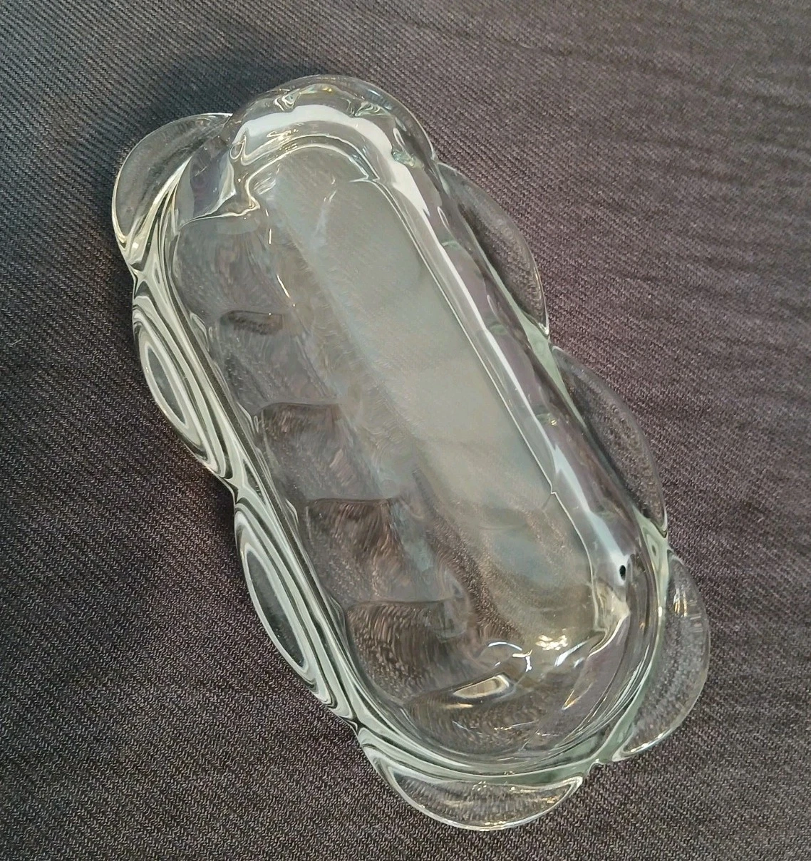 Butter Dish Anchor Hocking Clear Glass Scalloped Edge Retro Unique