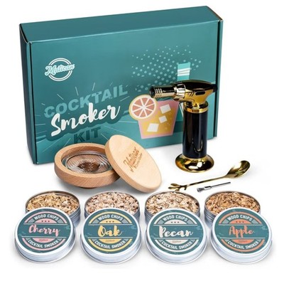 Cocktail Smoker Starter Kit 4 Wood Chips Flavor; Meat, Cheese, Whiskey, Bourbon