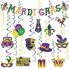 25PCS Mardi Gras Hanging Swirls Decorations Set, Pre-Assembled Mardi Gras Dec...