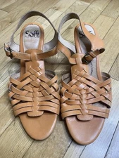 Sofft Woven Leather Wedge Slingback Sandals Women Peach Size 8.5